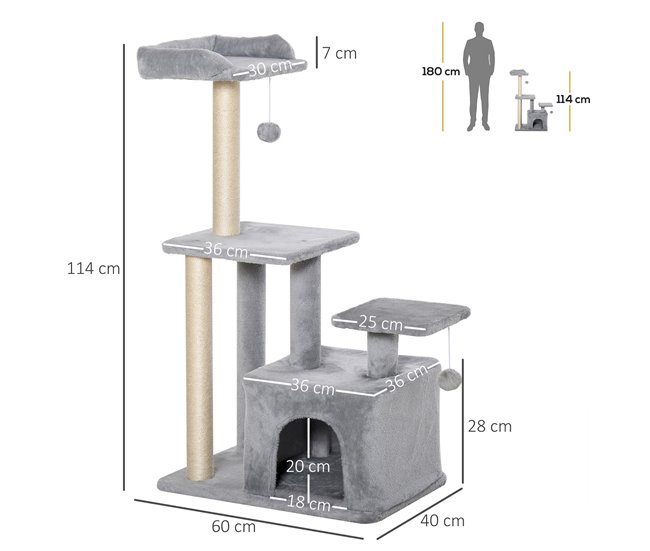Arranhador para Gatos Aglomerado e Sisal PawHut Cinza