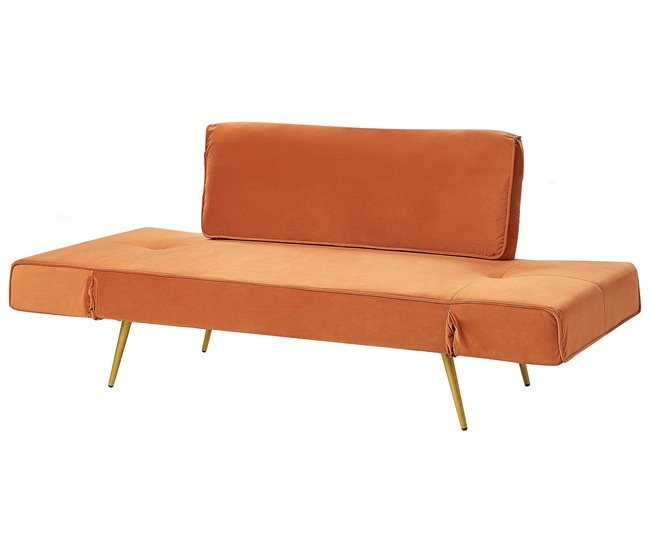 Beliani Sofá-cama Veludo SAARELA Laranja