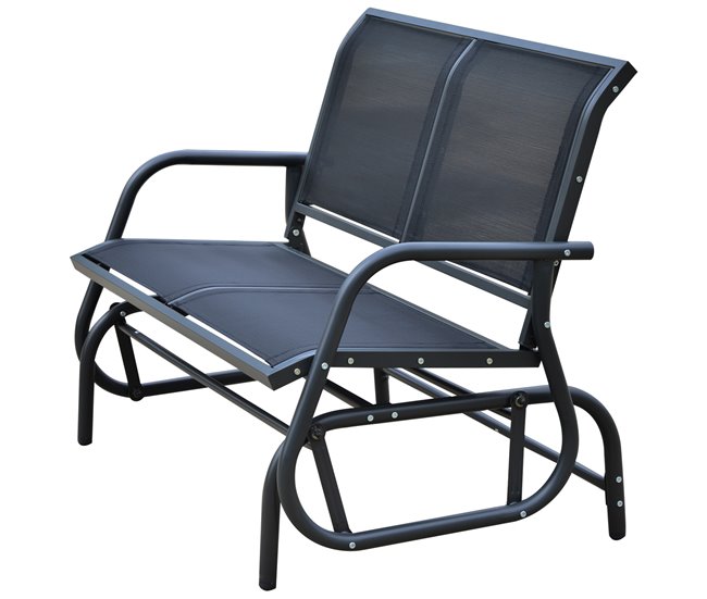 Banco Baloiço Metal e Tecido de Textilene Outsunny 120x70 Preto
