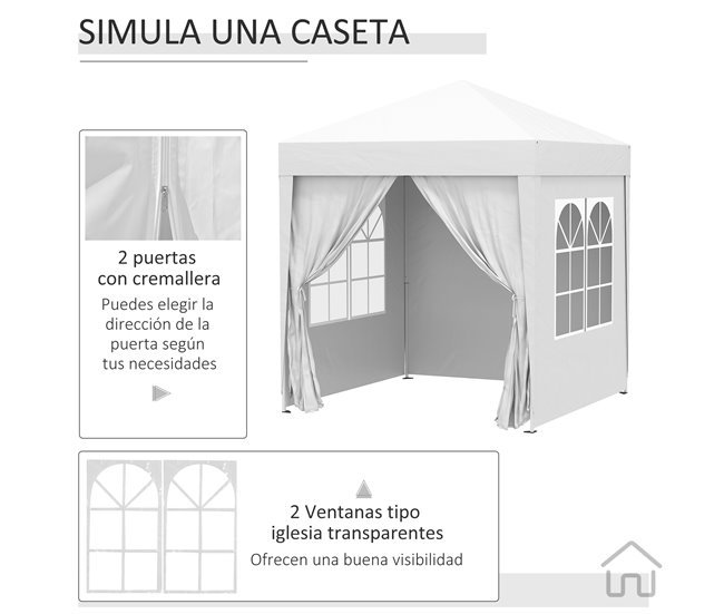 Tenda Dobrável Aço e Tecido de Oxford Outsunny 200x200 Branco