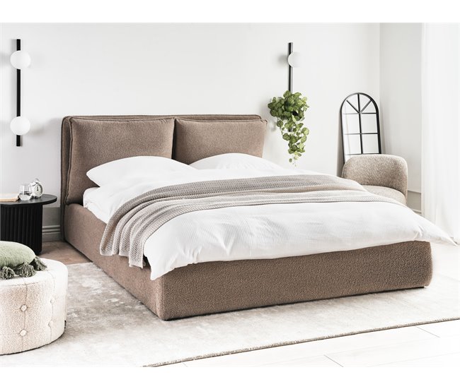 Beliani Cama baú Bouclé BAJONNA 184x235 Cinza