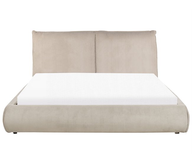 Beliani Cama com estrado Bombazine VINAY 176x233 Bege