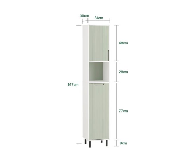 Móvel de casa de banho com 1 cesto BZR137-GR SoBuy Verde