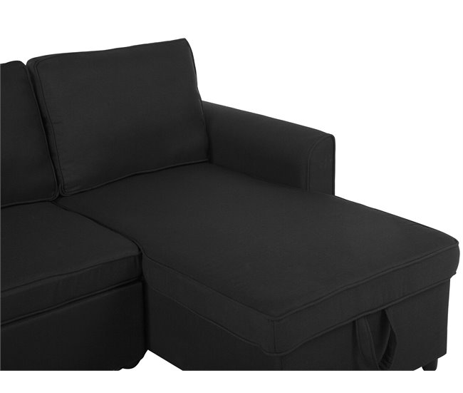 Beliani Sofá esquinero Poliéster NESNA Preto