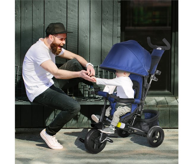 Triciclo para Bebés Metal, plástico e tecido de poliéster HOMCOM Azul