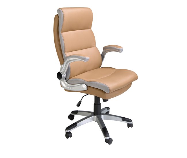 Cadeira giratória de escritório estofada com estofo em pele AlumÍnio