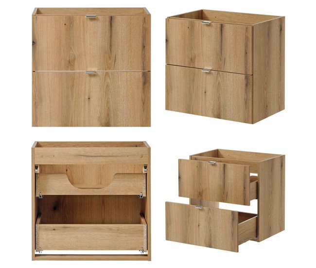 Móvel de casa de banho suspenso Newport com 2 gavetas e 1 porta 80 Carvalho