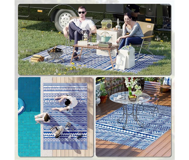 Tapete de Exterior Polipropileno Outsunny Azul