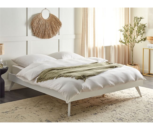 Beliani Cama com estrado MDF BERRIC 187x202 Branco