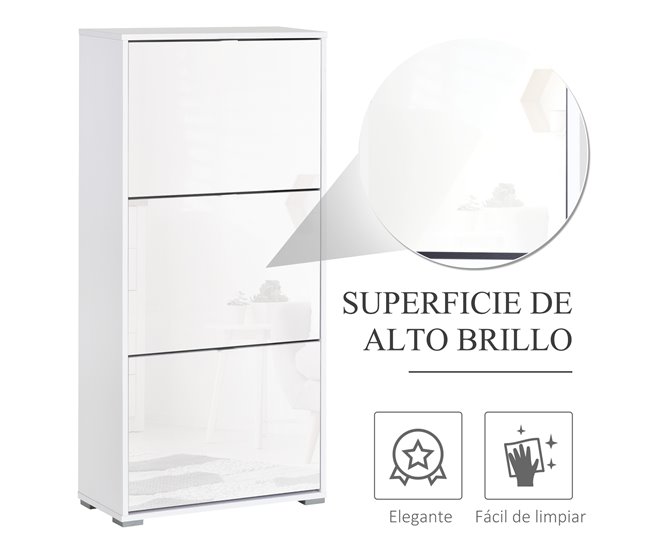 Armário de Sapatos Placa de partícula de classe E1 HOMCOM 60 Branco