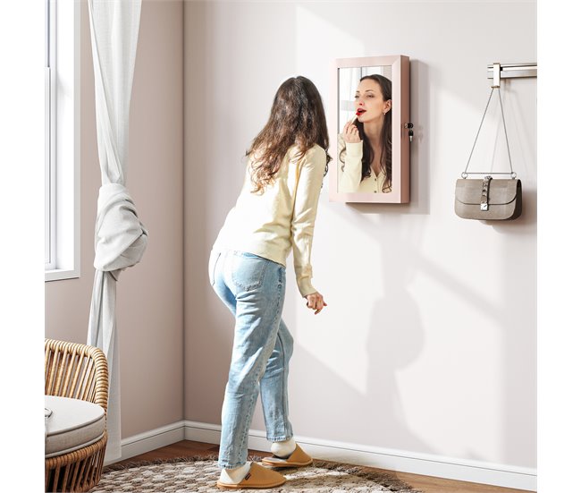 Armário para Joias de Parede MDF HOMCOM, casa - decoração Cru