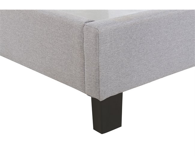 Beliani Cama com estrado Poliéster POITIERS 151x215 Cinza Claro