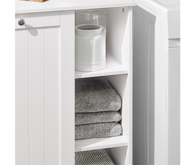 Armário de banho com 1 cesto e 3 prateleiras BZR105-W SoBuy Branco