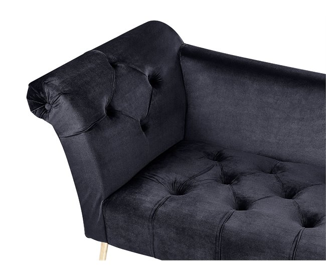 Beliani Chaise longue Veludo NANTILLY Preto