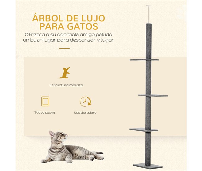Arranhador para Gatos Aglomerado de Madeira, Flanela e Sisal Cinza