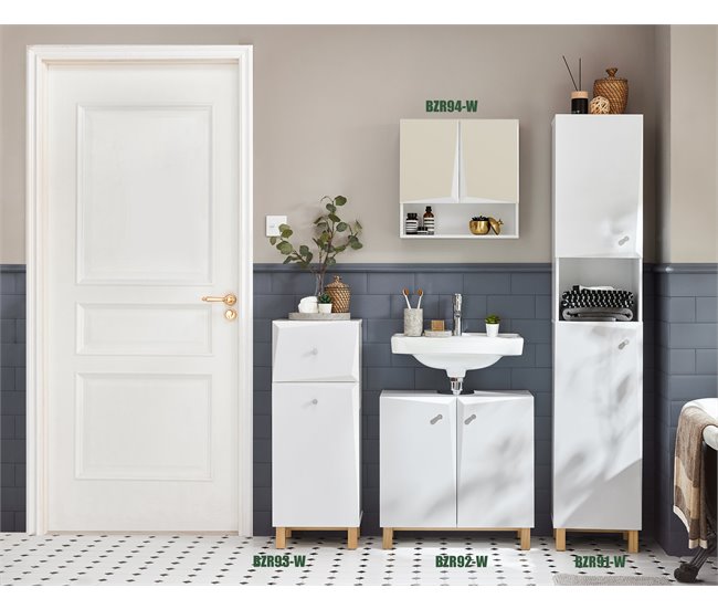 Armário para roupa suja com 1 cesto e 1 gaveta BZR93-W SoBuy Branco