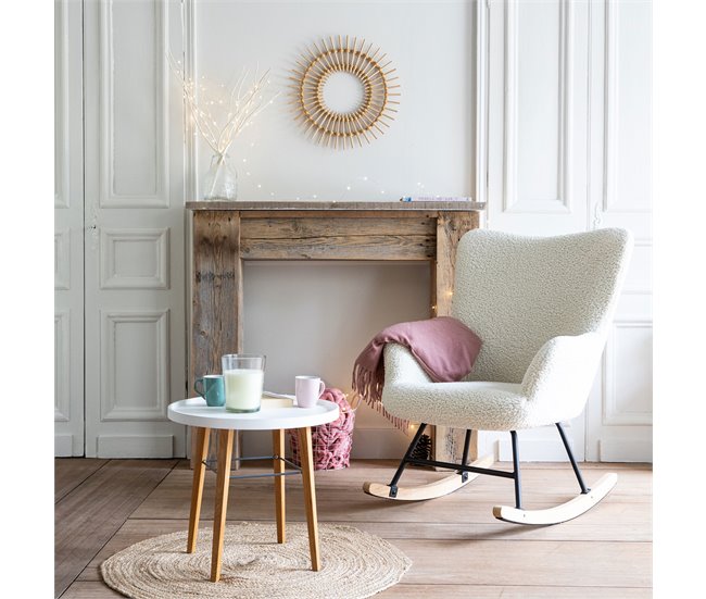 Silla mecedora en tejido bouclette KAIRA Bege