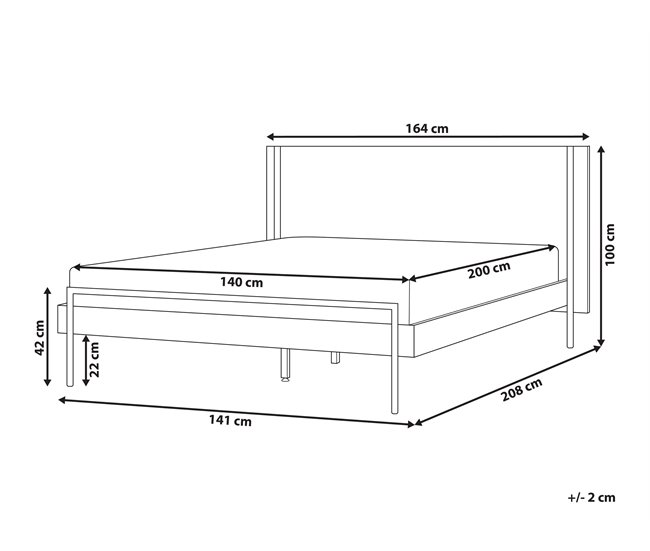 Beliani Cama MDF LIBERMONT 164x208 Castanho