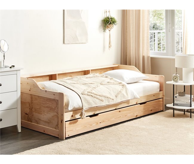 Beliani Cama com estrado Pinho EDERN 105x204 Castanho