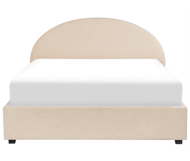 Beliani Cama com armazenamento Bouclé VAUCLUSE 194x214 Bege