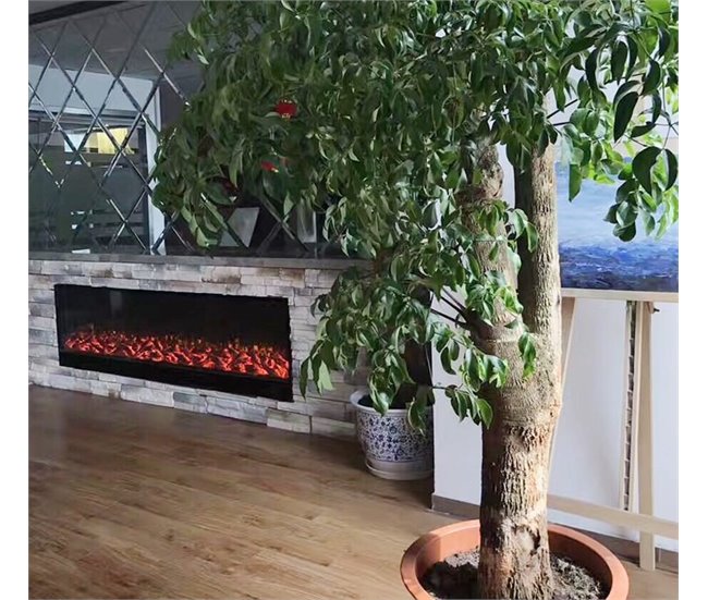 CAMINETTO VULTURO Sined 1,5 metros de comprimento lareira eléctrica integrada 1500W, Preto Preto