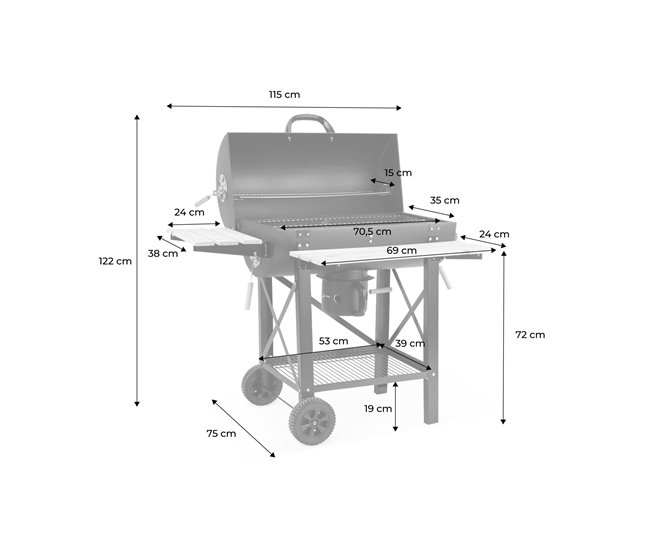 Serge barbecue a carvão, fumeiro, fumeiro americano Preto