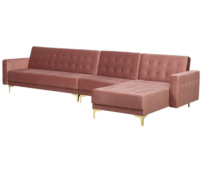 Beliani Sofá-cama Veludo ABERDEEN Azul Marino