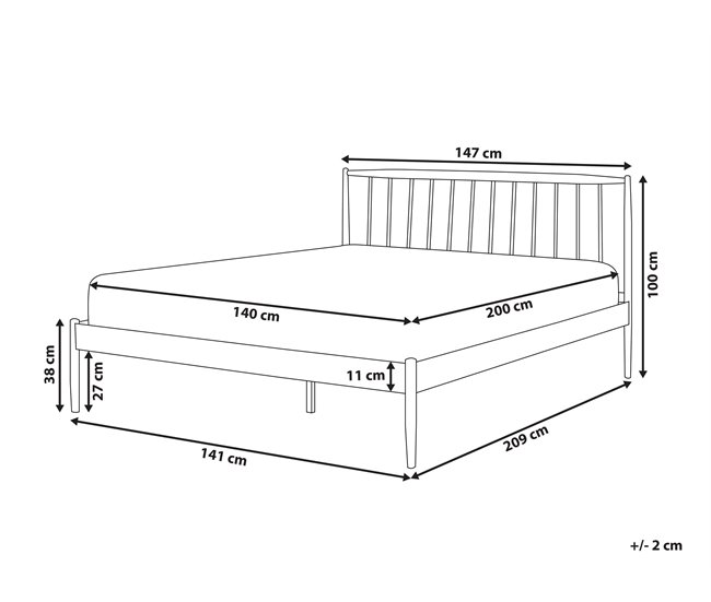 Beliani Cama com estrado Metal MAURS 147x209 Branco