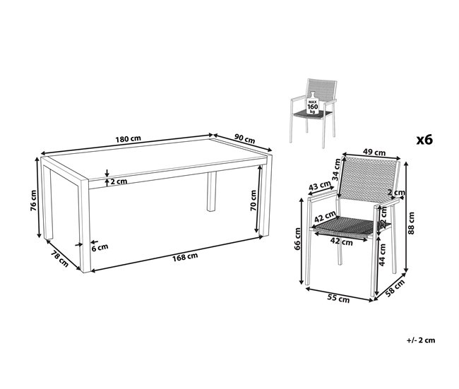 Beliani Conjunto de comedor GROSSETO Cinza
