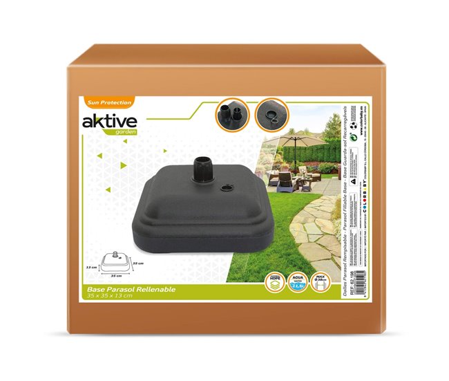 Pé de plástico para guarda-sol 12 kg de jardim ativo Preto