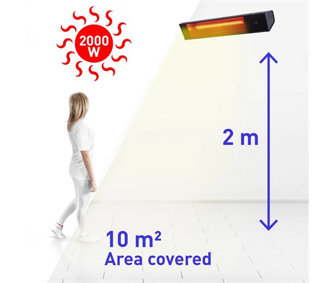 Sined WARM BLACK GLASS 2000 WIFI Aquecedor Infravermelho com Cristal de 2000W, Preto Preto