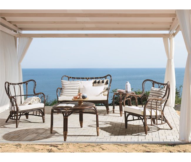 Beliani Conjunto lounge Rattan/vime BRINDISI Castanho