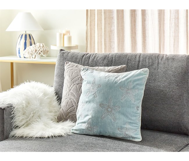 Beliani Almofada decorativa CERAMIUM 45x45 Azul Claro