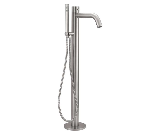 Sined ORISTANO Mini banhista exterior em aço inoxidável 316L com chuveiro de mão, Inox Cinza
