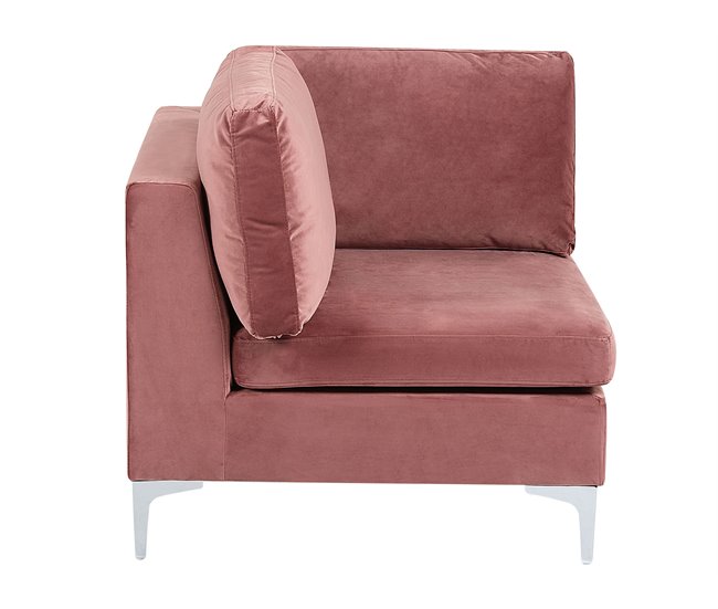 Beliani Sofá de canto com repousa-pés Veludo EVJA Rosa