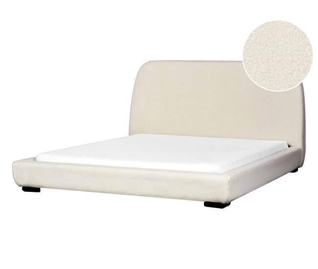 Beliani Cama de água Bouclé ROISEL 181x226 Creme