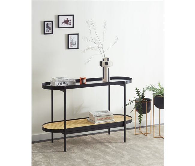 Beliani Consola RENO Preto/ Madeira