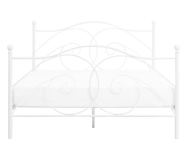 Beliani Cama com estrado Metal DINARD 147x208 Branco