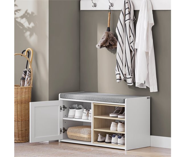 Banco de sapatos com 1 porta SoBuy FSR109-WN 80 Branco