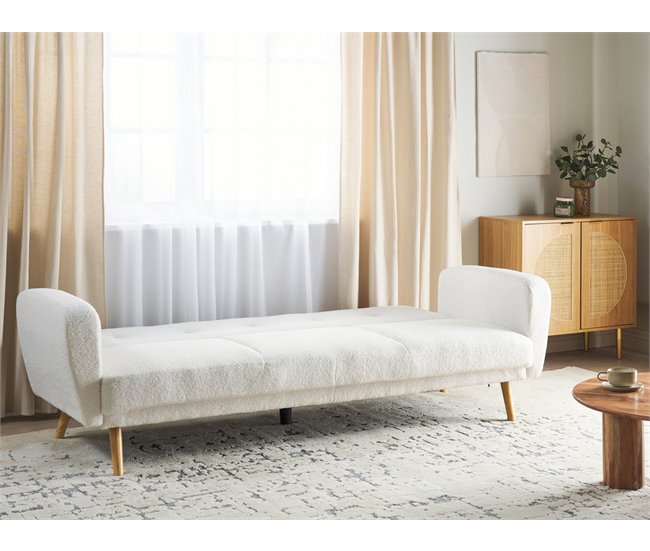 Beliani Sofá de 3 lugares Bouclé FLORLI Branco/ Bege