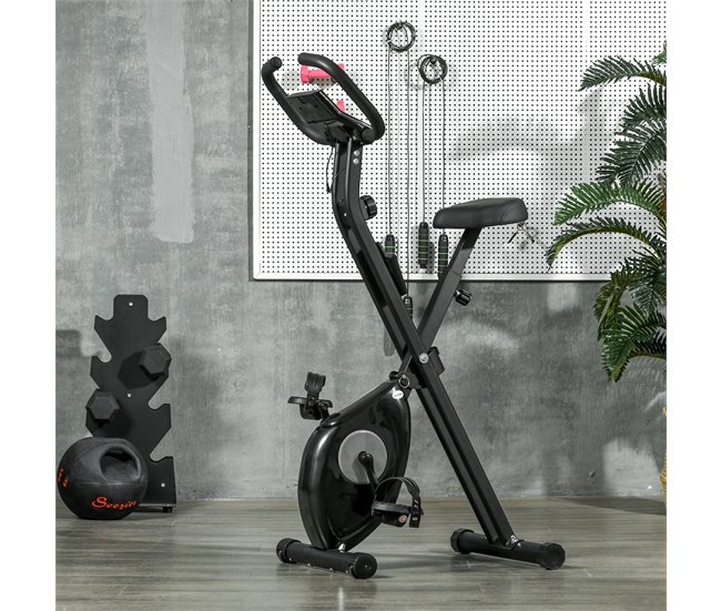 Bicicleta Estática Dobrável Aço, ABS, EVA HOMCOM Preto
