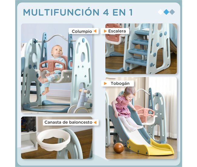 Escorrega Infantil com Baloiço HDPE, PP HOMCOM Multicor