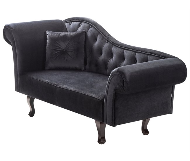 Beliani Chaise longue versão à esquerda Veludo LATTES Preto