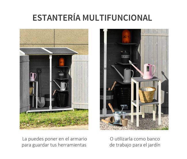 Abrigo de Jardim Madeira de Abeto Outsunny 139 Cinza