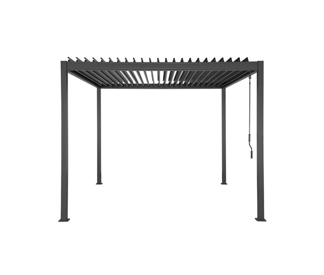 Pérgola bioclimática antracite alumínio e aço lâminas orientáveis 300x300 Cinza