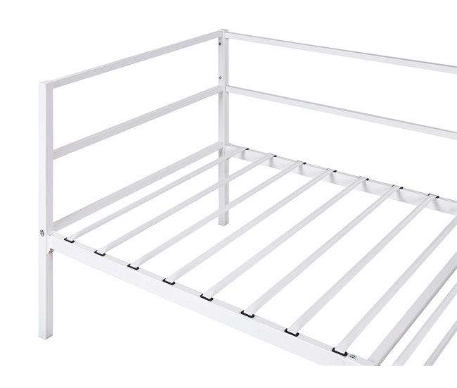 Beliani Cama com estrado Ferro BATTUT Branco