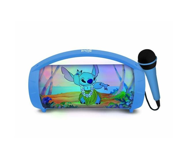 Altifalante Bluetooth com microfone para karaoke Stitch Disney Azul