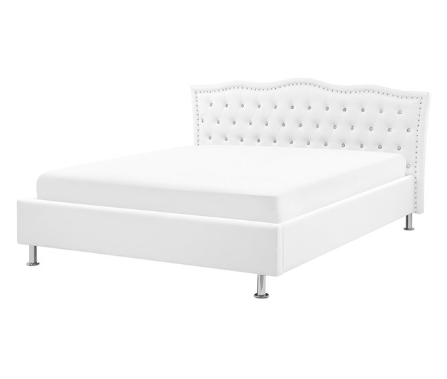 Beliani Cama Piel sintética METZ 169x217 Branco