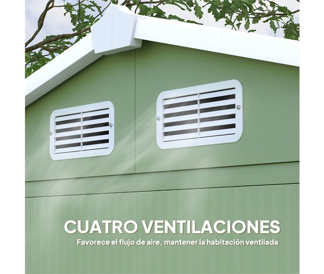 Abrigo de Jardim Aço Galvanizado Outsunny Verde