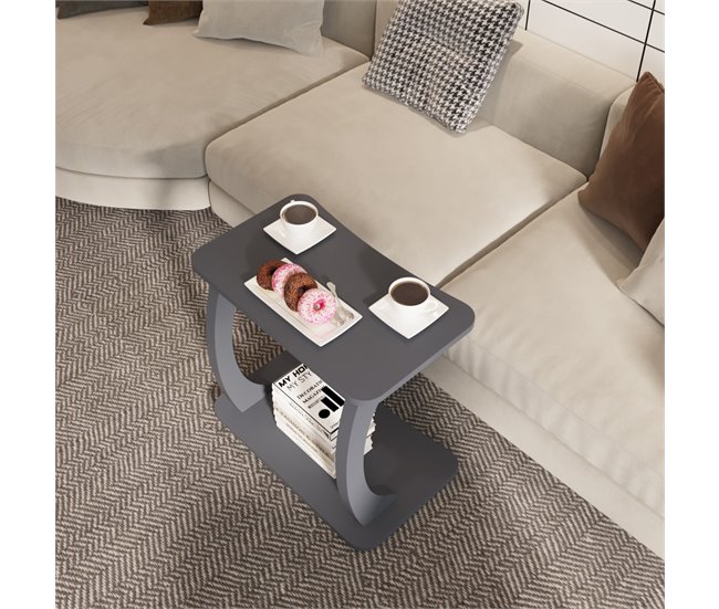 Mesa de apoio em forma de C Stattela [en.casa] 59x35 Branco